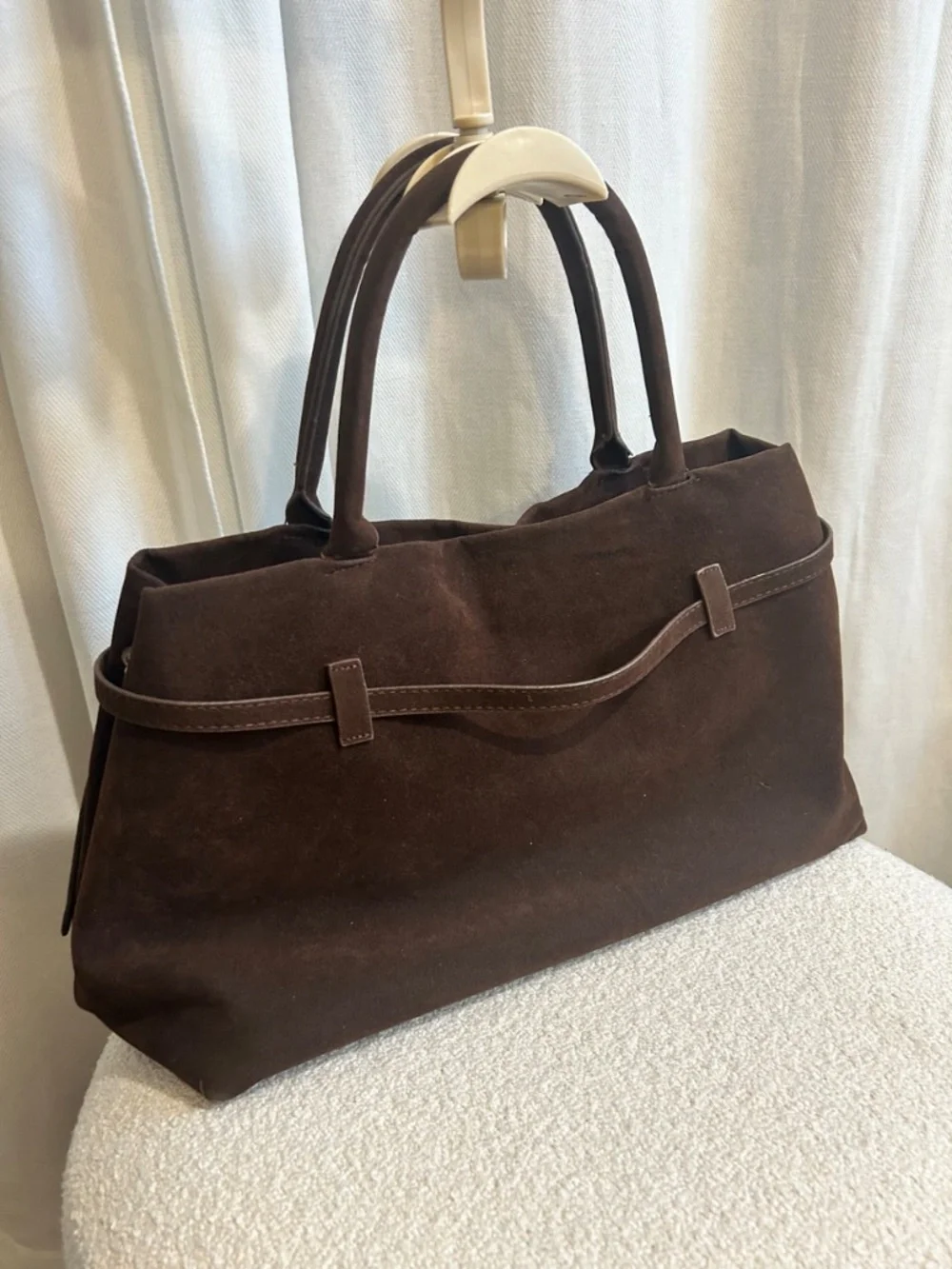 Chocolate Brown Microsuede Carryall Tote |Quiet Luxury Inspired |Fits 13